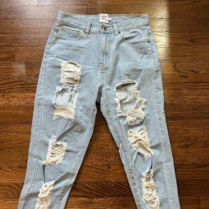 Princess Polly Ripped Straight Leg Jeans